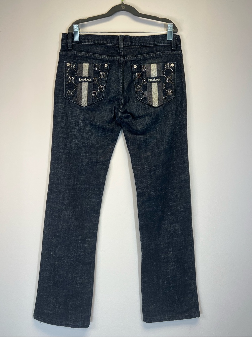 bebe Premium Denim Low Rise Bootcut Jeans Rhinestone Bling Y2K Size 28 ✨ - Picture 4 of 16